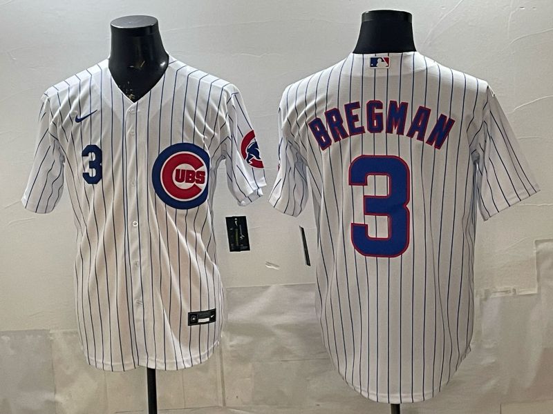 Men 2026 Chicago Cubs #3 Bregman White Stripe Game Nike MLB Jersey style 004->chicago cubs->MLB Jersey